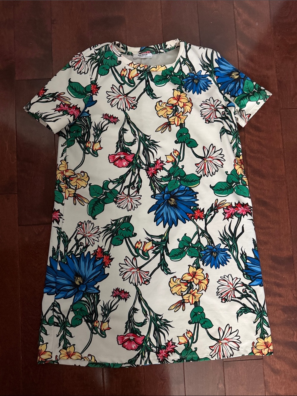 White Floral Short-Sleeve Dress